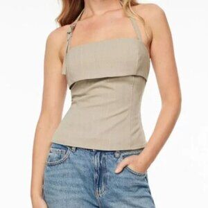 NWT Pinstripe Halter Top Beige